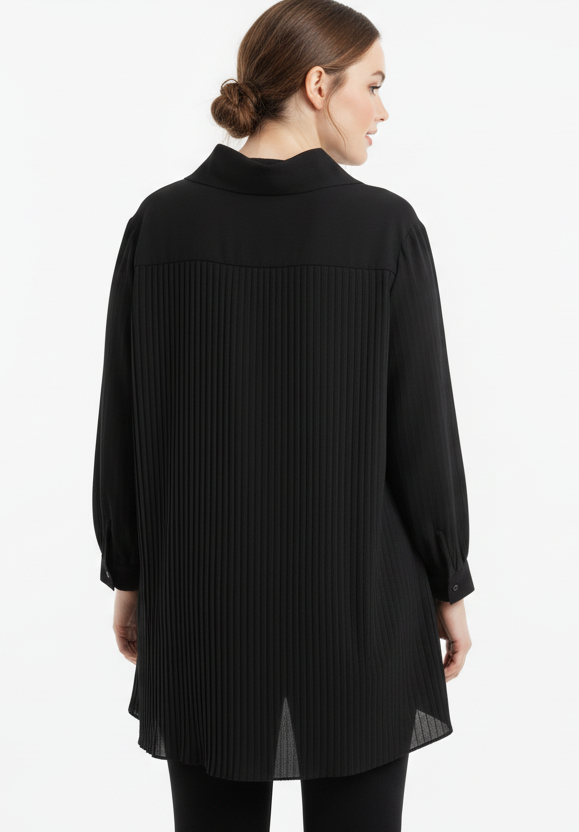Blouse met plissé achterkant grote maat