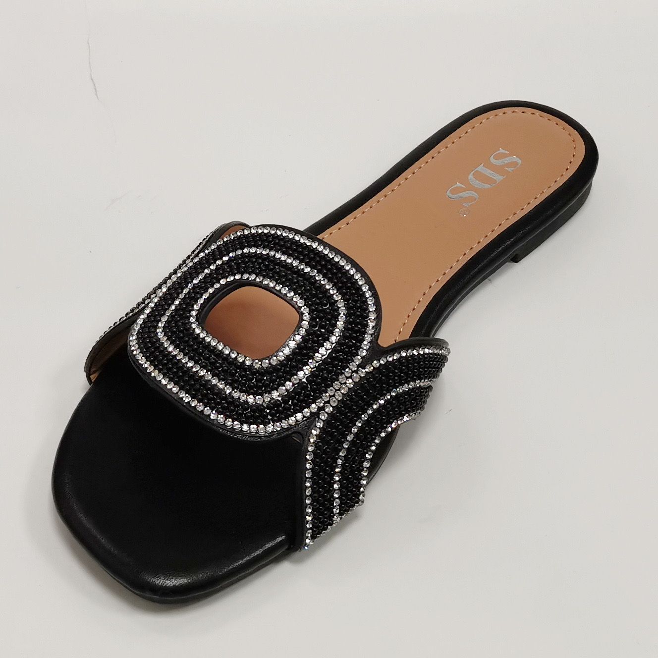Slippers Strass zwart