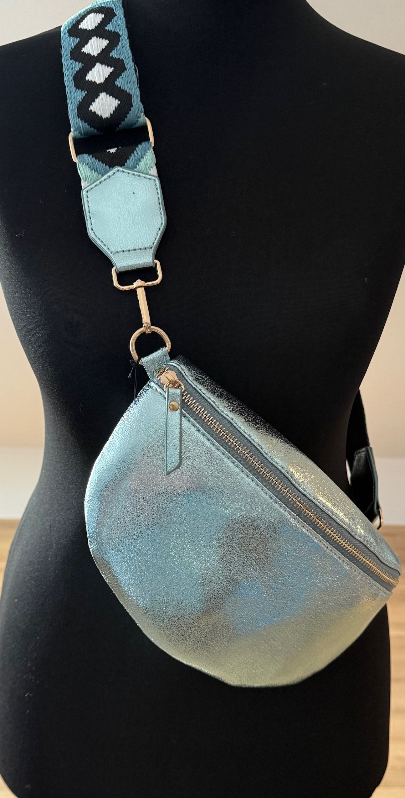 Metallic schoudertas in 3 kleuren