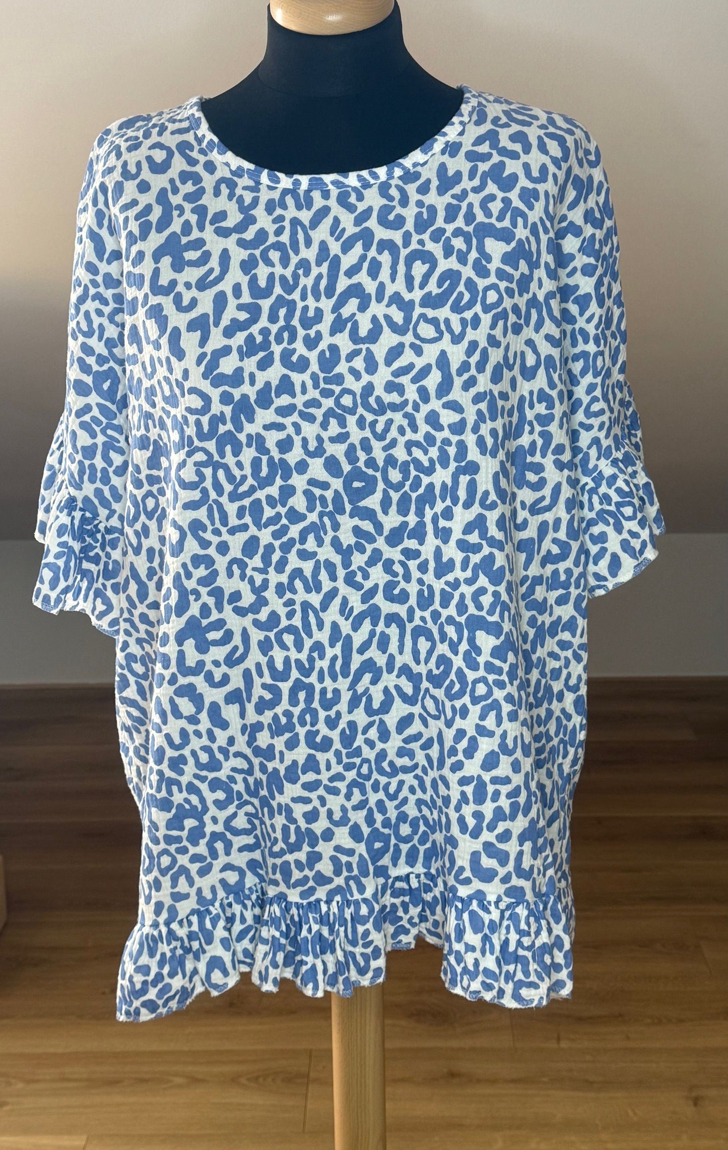 Top Panterprint roze en blauw