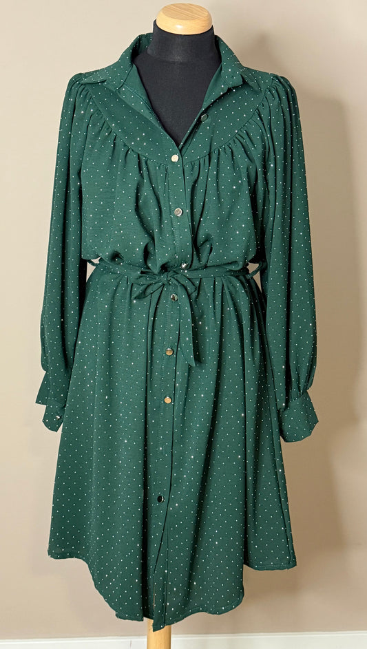 Luna Studded Dress – Donkergroen of Donkerbeige