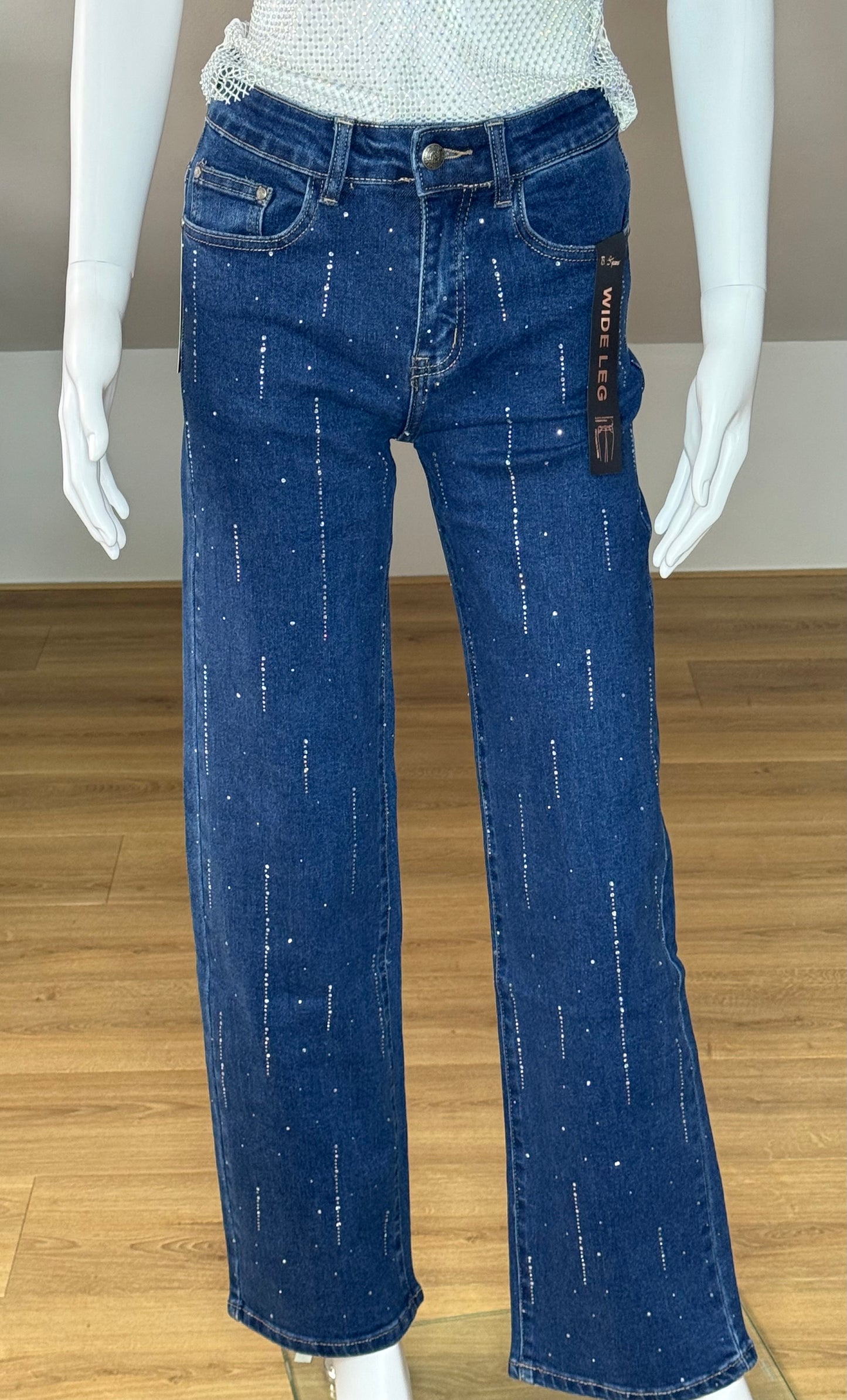 Wide leg jeans met stras