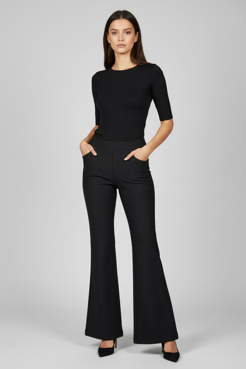 Flair broek van travelstof – zwart