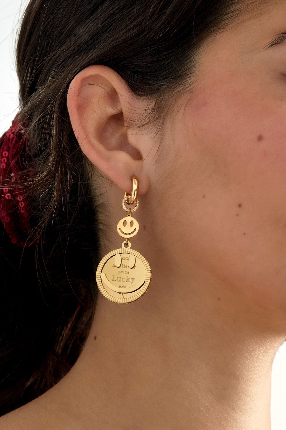 Smiley Oorbellen Goud of Zilver