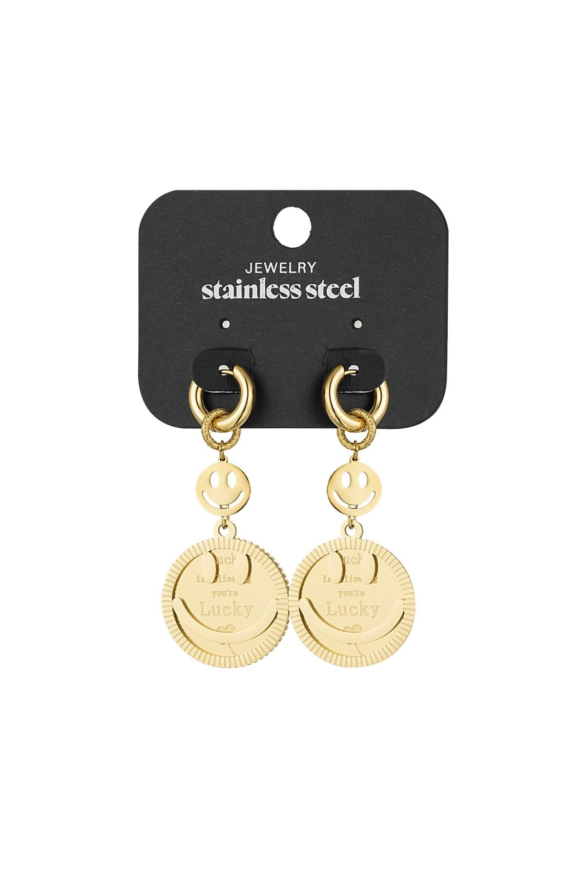 Smiley Oorbellen Goud of Zilver