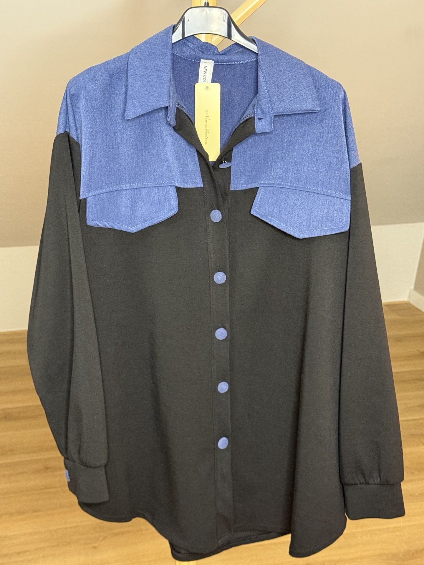 Blouse met denim look