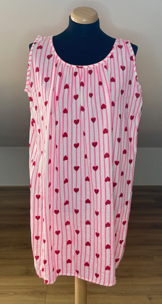 Gestreepte Neon jurk met hartjes