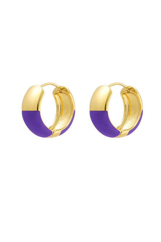 Oorbellen goud/paars