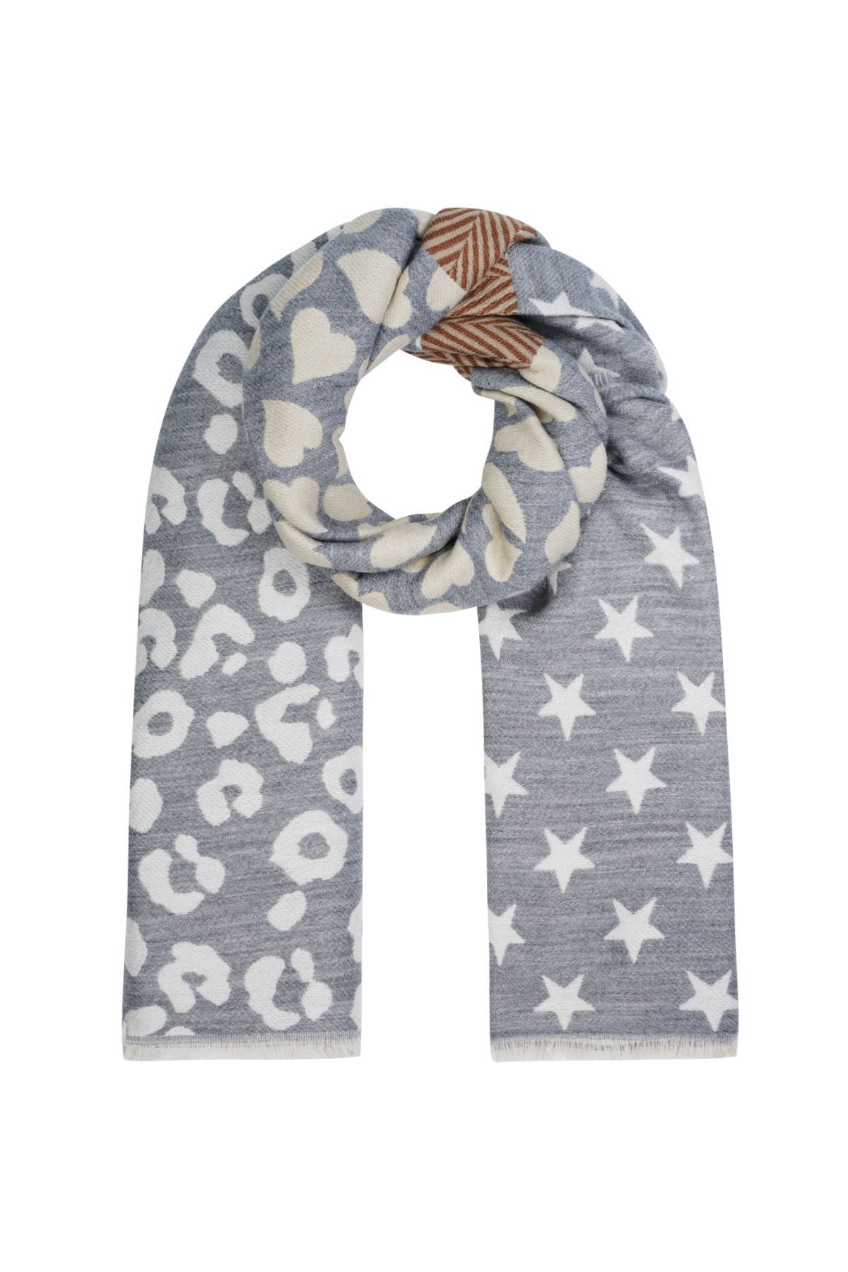 Sjaal grijs star/leopard