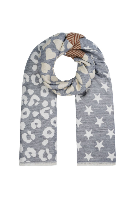 Sjaal grijs star/leopard