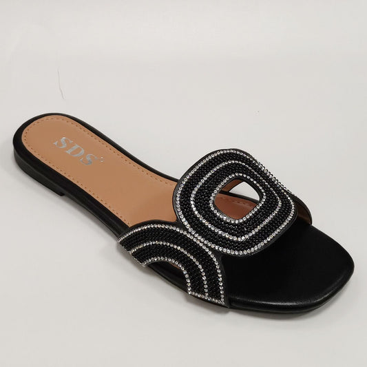 Slippers Strass zwart