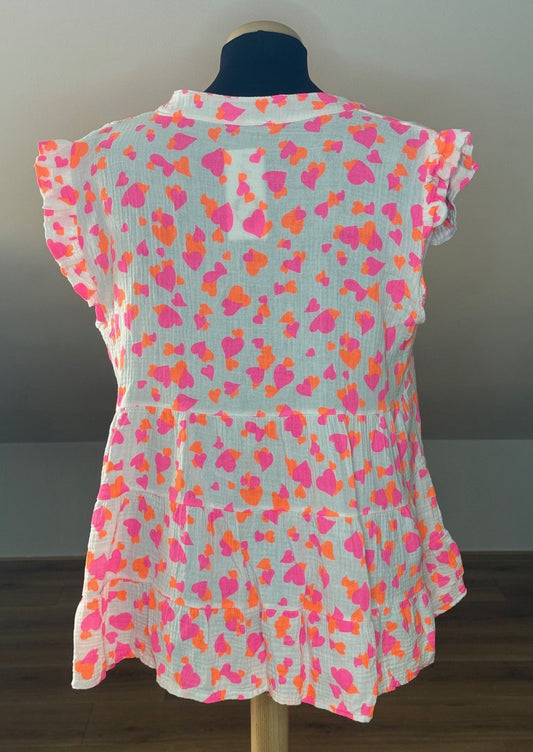 Zomerse Top  V-hals Hartjes