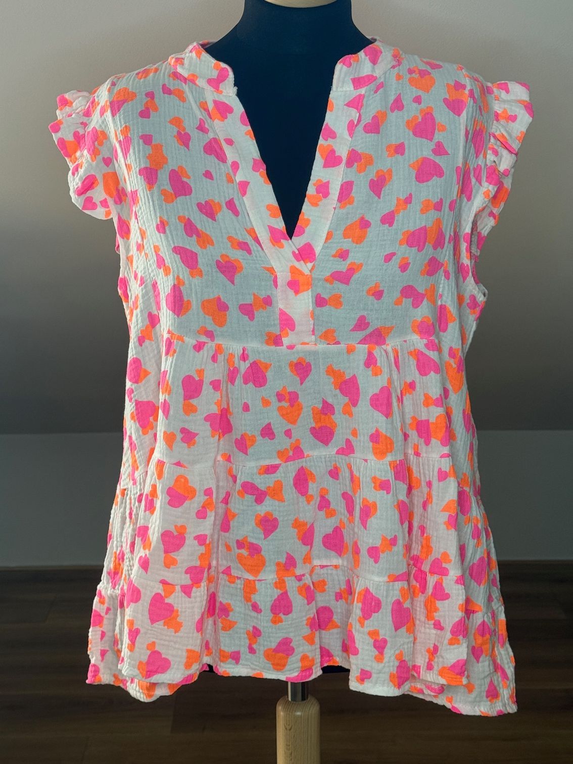 Zomerse Top  V-hals Hartjes