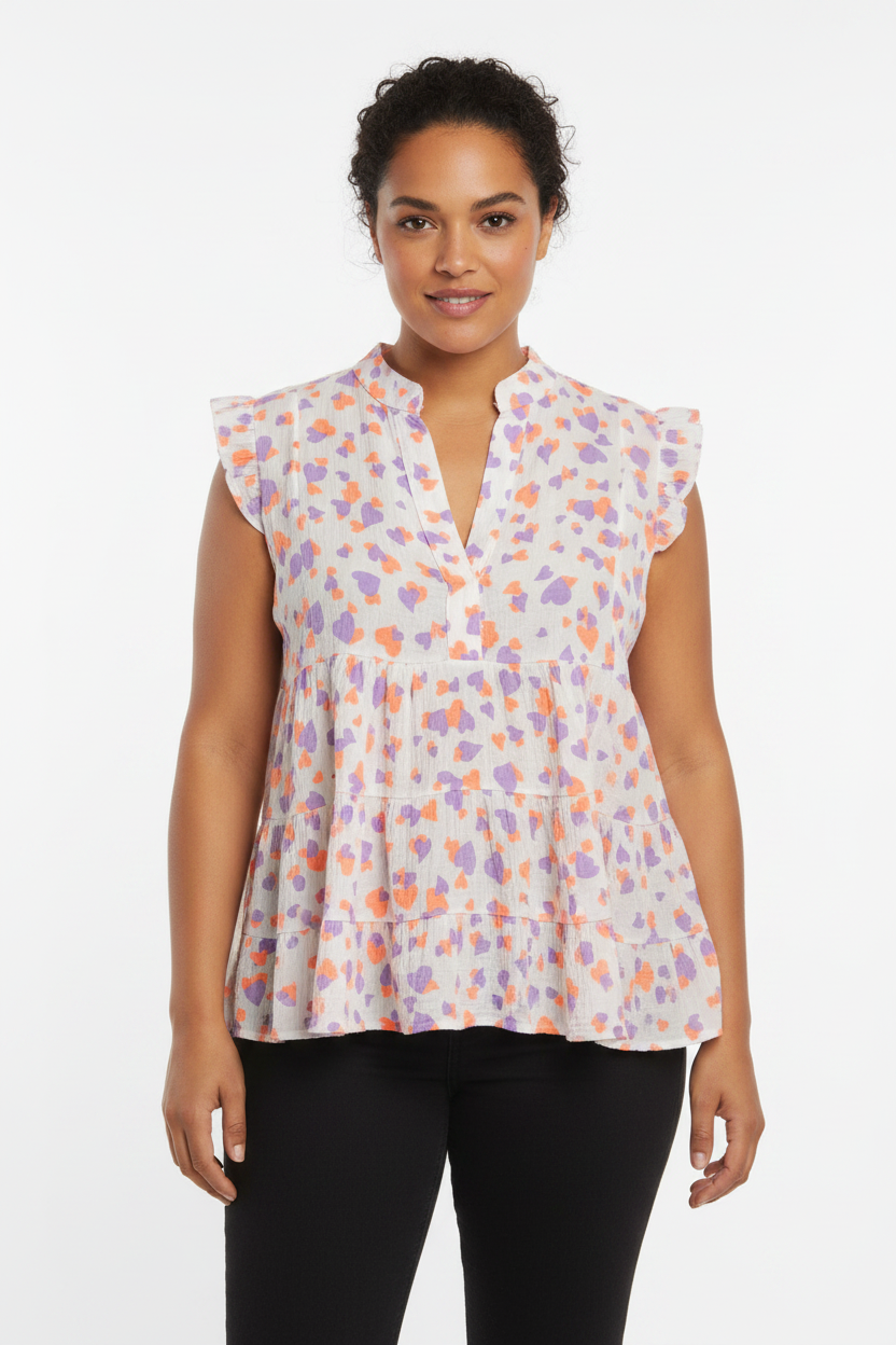 Zomerse Top  V-hals Hartjes