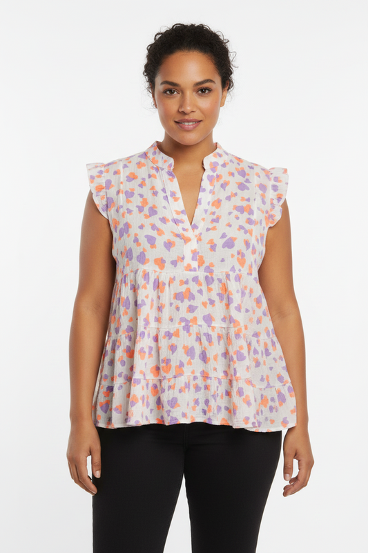 Zomerse Top  V-hals Hartjes